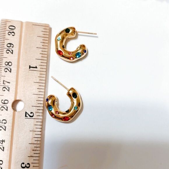 Rhinestone hoop earrings M56 - Picture 8 of 9